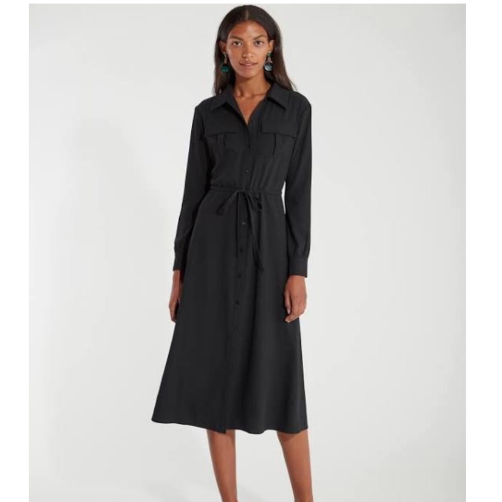 NWT Billie the Label Black Sofia Midi Shirt Dress